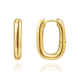 Gold Hoop Earrings for Women Small Gold Plated Multiple Piercing Hypoallergenic Flat Back Earrings Mini Chunky Gold Huggie Hoop Earrings Gold Stud Earrings, Copper