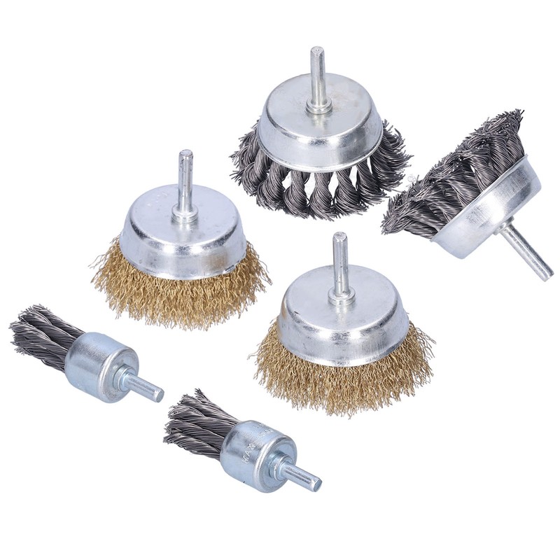 6Pcs Twisted Wire Brush Steel Metal Deburring Grinding Rust Removal