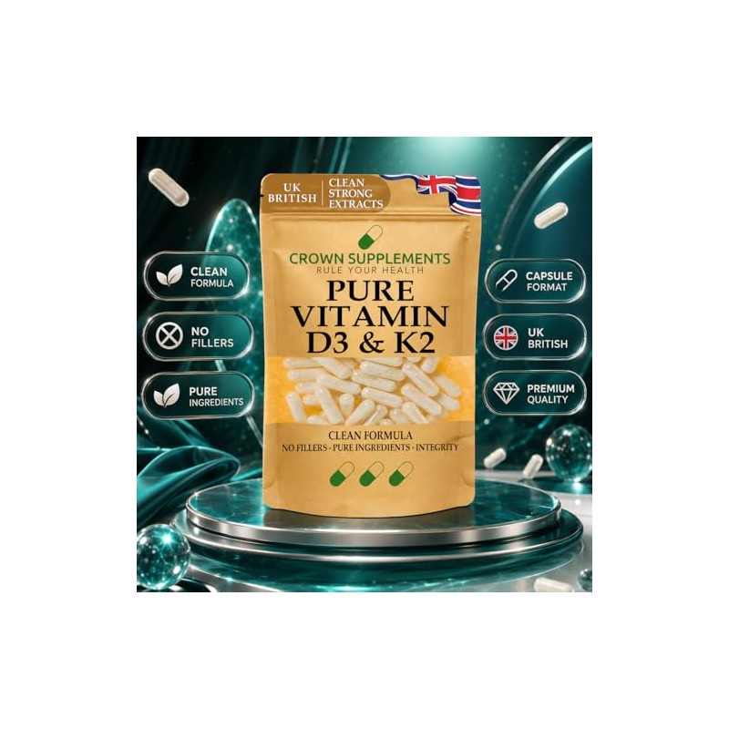 Pure Vitamin D3 and K2 Capsules | 1 Capsule Per
