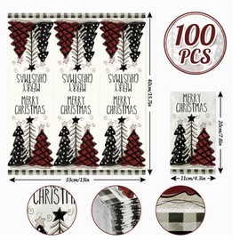 AnyDesign 100 Sheet Christmas Guest Napkins Christmas Tree Disposable Paper Towel Napkins Decorative Hand Napkin Towel for Bathroom Xmas Baby Bridal Shower Party Supplies Table Decor, 4.3 x 7.8 Inch