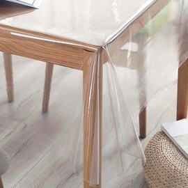 Cresbel Transparent Table Film, 213 x 137 cm, Table Protector with Slanted Edge, PVC Waterproof Tablecloths, Transparent, Washable, Tablecloth Table Protector, Tablecloths Greaseproof Tablecloth for