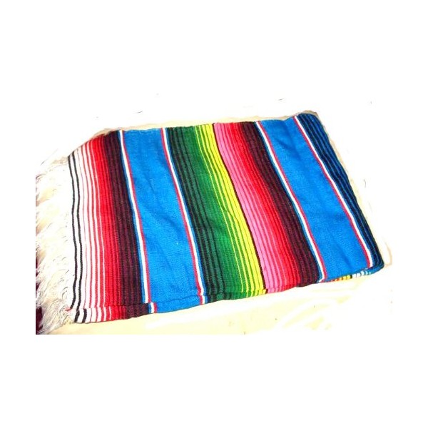 Roger Enterprises Large Mexican Serape Saltillo Zerape Blanket Burgandy/Pink Stripes