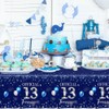 GREHUMOR 3pcs 13th Birthday Tablecloth Silver Blue Happy Birthday Decorations