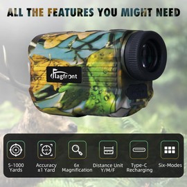 Flagfront Hunting Laser Rangefinder,1100 Yards Laser Range Finder for Hunting&Shooting, 6X Magnification,Multiple Modes,USB C Charging,Light Weight
