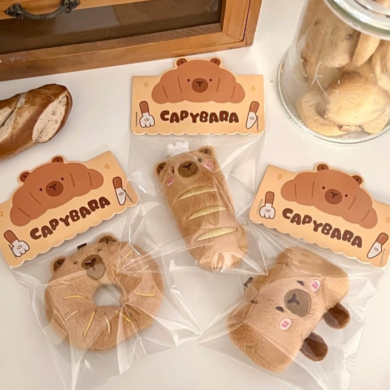Super Cute Funny Calm Capybara Bread Baguette Food Theme Keychain