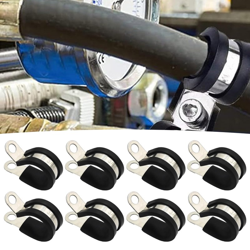 ZUDKSUY 50Pcs 304 Stainless Steel Cable Clamps, 3/8 inch Hose