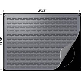 Stove Top Cover for Electric Stove - Food Grade Ceramic Stove top Cover, Glass Cooktop Protector, Dish Drying Mats For Kitchen,Flat RV Range top Mats(Gray,28x20inch)