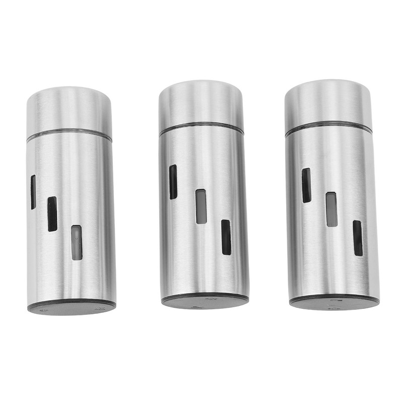 3Pcs Salt and Pepper Shakers Set Stainless Steel 3 Sizes