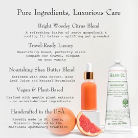 BARR-CO. Fir & Grapefruit Hand & Body Cream, Woody Citrus Scent, Body Cream for Dry Cracked Skin, Suitable for Aging Crepey Skin, Moisturizing Shea Butter Cream, 3.4 oz