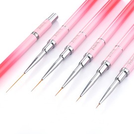 Yasterd Nail Art Brushes, 5pcs Long Nail Art Line Brushes for Details, Fine Designs, Thin Nail Design Brush Set Gel Polish Painting Pens Nail Brushes for Nail Art Sizes 7/9/14/20/25mm