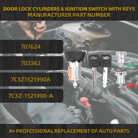 Dasbecan Door Lock Cylinder & Ignition Switch with Key Set Compatible with 1997-2007 Ford F150 F250 F350 Excursion Expedition Explorer Freestar Lincoln Blackwood Navigator Replace 703362 707624