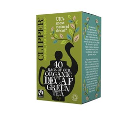 Clipper Organic Decaf Green Tea Bags | Box of 40 Decaffeinated Green Tea Bags | for Home & Office | Pure, Eco-Conscious, Fair Trade Tea | Natural, Unbleached, Plant-Based & Biodegradable