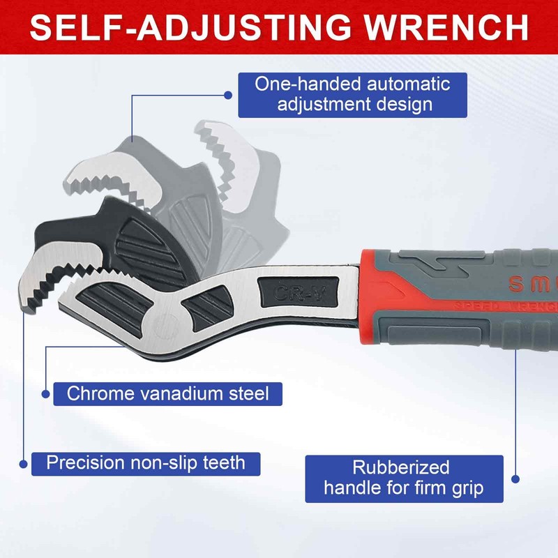 DGMI Multi Function Adjustable Spanner, Universal Pipe Wrench, Self Locking