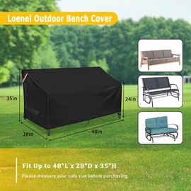 Loenel Outdoor Loveseat Cover, 2-Person Waterproof Patio Glider Covers for Outdoor Furniture Glider Bench Cover Patio Loveseat Cover Swing Sofa Furniture Covers - 48" L X 28" W X 35" H