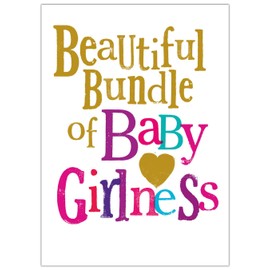 Danilo Promotions Limited Beautiful Bundle Of Girliness, New Baby Card, Baby Girl Card, Congrats, Congratulations, Greetings Card,Multi,172mm x 124mm