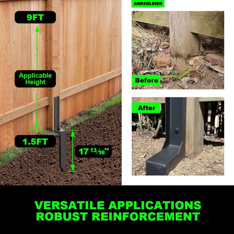 ARKSOLDIER Fence Post Repair Kit - Quick Fix Broken/Leaning 4x4/6x6