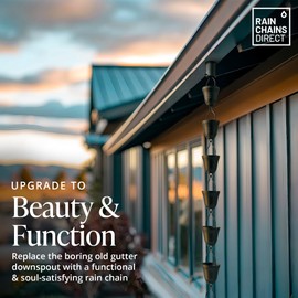 Rain Chains Direct - Contempo Rain Chain - 8.5 FT - Durable Black Powder-Coated Aluminum - Premium Rain Chains for Gutters