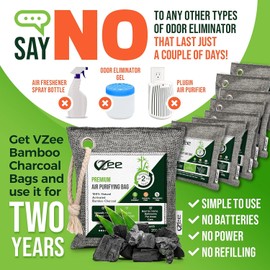 8 XL Bags x 200g Bamboo Charcoal Odor Absorber (1,600g Total),Activated Charcoal Air Purifying Bag, Odor Eliminator for Home, Basement, Smoke, Mothball,