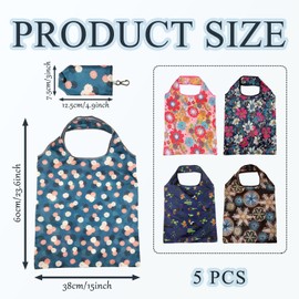 SYEYCW Pack of 5 Foldable Shopping Bags, Reusable Washable Shopping Bags, Portable Lightweight Capacity Shopping Bags, for Daily Shopping of Food, Travel Storage, multicoloured