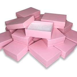 N'icePackaging 50 Qty - Light Sunset-Pink Cotton Filled Gift Boxes - Size 3" x 2 1/8" x 1" - USA Made - Holidays/Birthdays/Sales/Storage/Display/Travel
