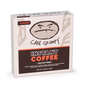 Café Grumpy Instant Decaf Coffee 6 Pack 30g Single Serve Sachets, Swiss Water Processed Medium Roast Arabica Packets, Travel Ready Office Quick Prep