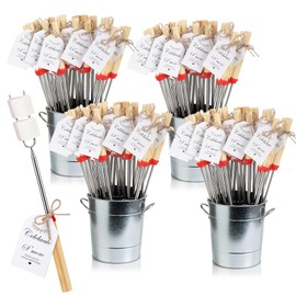 Yoande 96 Sets S'mores Sticks Kit Extendable Roasting Cotton Candy Stick for Fire Pit Camp Bachelorette Decorations One Happy Camper Birthday Party Favor for Wedding Camping Campfire Bonfire Supplies