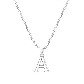 Silver Plated Initial Necklaces for Women - Silver Letter Necklaces - Alphabet A Pendant Necklaces Jewellery Gifts