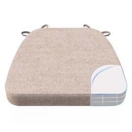 AAAAAcessories D-Shaped Chair Cushions, 2" Thick Dining Chair Pads with Ties and Removable, Machine-Washable Cover, 17" x 16", Oatmeal Beige