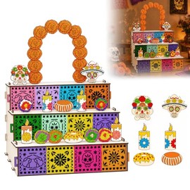 KIROGILY Altar de Muertos Armable de 3 Niveles, 11 AccesoriosIdeal
