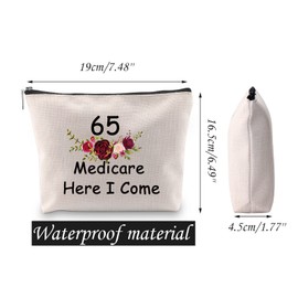 TGBJE 65th Birthday Souvenirs 65 Years Old Cosmetic Bag 65 Medicare Here I Come Toiletry Pouch (65 Bag)