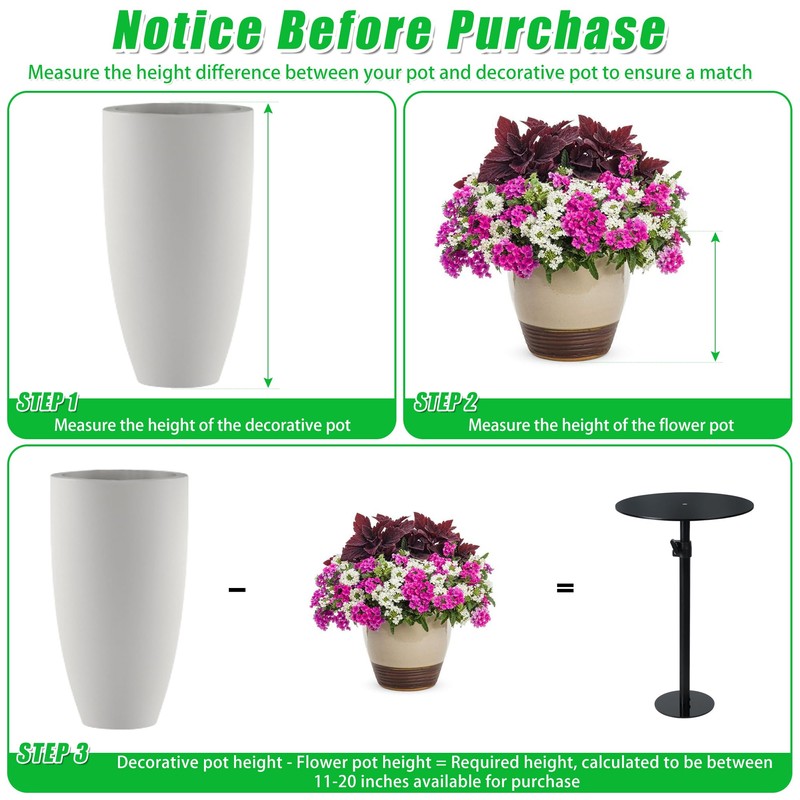 Adjustable Plant Risers for Inside Pots, 11-20" Rise Planter Insert