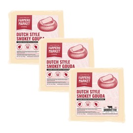 Farmers' Market Dutch Style Smokey Gouda Cheese Blocks 6oz, Shelf Stable, Wisconsin Made, Great for Charcuteries or Gifts, 3-Pack