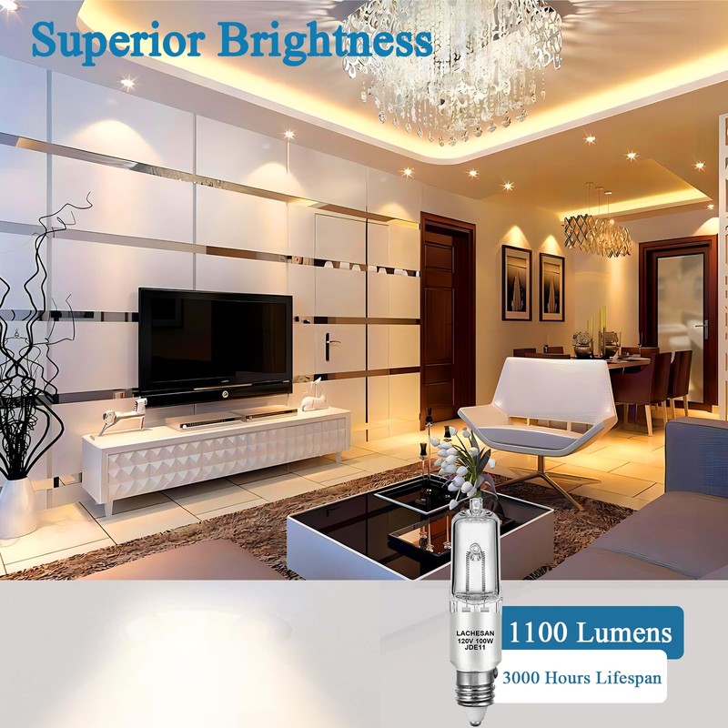 Lachesan JDE11 120v 100w, E11 Halogen Light Bulb,Dimmable T4 Mini