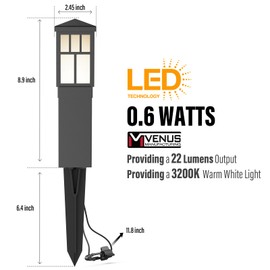 VENUS MANUFACTURING Low Voltage Landscape Lighting 6Pack Outdoor Square Bollard Path Lights LED Landscape Pathway Lighting 0.6W 3200K Warm White Light for Walkway Yard Backyard Lawn Garden (6)