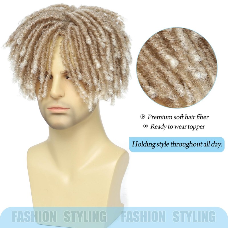 Ms Taj Short Synthetic Dreadlock Hair Topper Wig for Men