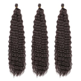Dsoar Water Wave Twist Crochet Hair Deep Twist Hair Bundles Synthetic Curly Braiding Hair Extension Ombre Curl Braiding Hairpiece, 22Inch 3 Packs