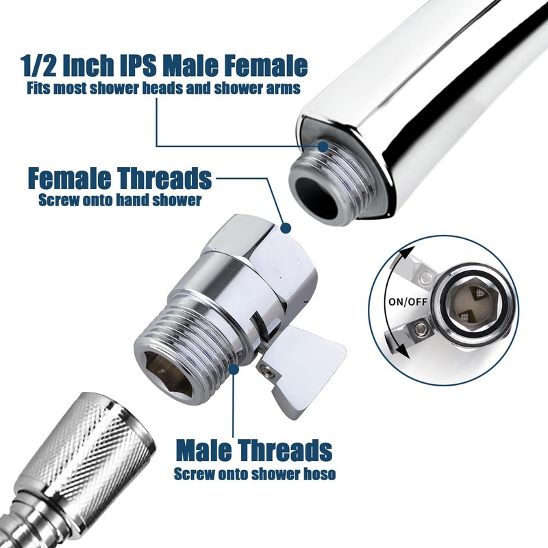Bestgle 2 Pcs Shower Flow Control Valve Shower Head Shut-Off