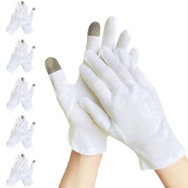 Dream Items Nighttime Gloves, Smartphone Compatible, Moisturizing, Prevents Roughness, Anti-Atopic Handcare, 100% Pure Cotton Gloves, Skin Friendly, White, Hand Eczema, Cracking, Snag, Thin,