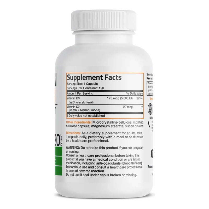 Vitamina K2 Mk7 Bronson Frasco con 120 Capsulas Sin Sabor