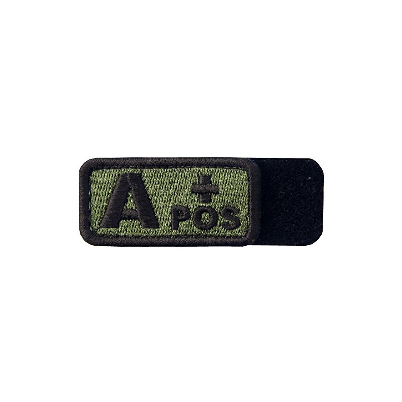 Type A + Tactical Blood Type Embroidered Velcro Patch Olive