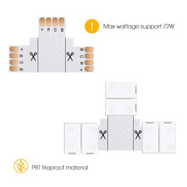 LightingWill 24Pack 4-Pin RGB LED Light Strip Connector Kit 10mm Solderless Adapter Connectors for 5050 Multicolor LED Strip Light