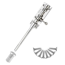 Sliding Bolt Gate Latch Solid Lock Bolt Heavy Duty 304 Stainless Steel Latch Lock Security Latch Door Bolt Reinforced Gate Accessories with Dust Box for Barn Fence Shed Cellar