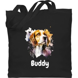 Geschenk mit Namen personalisiert by Shirtracer - Cotton Bag - Dogs - Beagle - Dog Owners Gift, 1 black