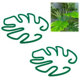 Gosknor 2pcs Monstera Shaped Plant Stands, Durable Acrylic Monstera Leaf Plant Support Reusable Monstera Grapple Climbing Houseplant Stem Supports for Indoors Outdoors(Green)