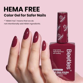 Beetles Burgundy Red Gel Nail Polish – 15ml HEMA Free Fall Salon-Quality Gel Color Same Color in Bottles, Wine Red Long Lasting Soak Off UV/LED Gel Polish for Home & Professional Use