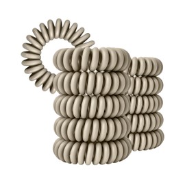 Specora Spiral Hair Scrunchies Taupe Pack of 10 - 4 cm - TPU - Telephone Cable Scrunchie - No Pulling & Tangling - Elastic, No Imprint, Gentle on Hair