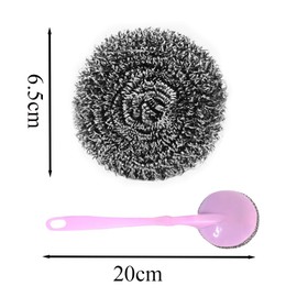 Vasemele Pack of 10 Wire Sponges with 1 Handle, Wire Washer, Steel Sponge, Steel Wool Dishwasher, Cleaning Sponge, Scourer, Cleaning Sponge (Handle in a Random Colour)