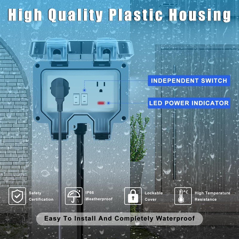 Zhushan Waterproof Outdoor Outlet Box, IP66 Electrical Outlet Box, 13A