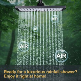 Cobbe Rainfall Shower Head for Bathroom, 11.8 Inch Large Rectangular with Adjustable Stainless Steel 11 Inch Extension Arm - Premium Quality Luxury Experience, 1-Min No Tools Installation, Black