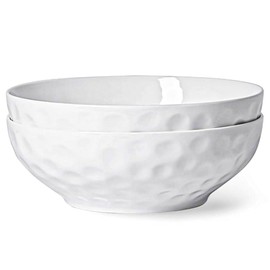 HOMBENE Large Pasta Bowls Set of 2, 9 Inch Pasta Serving Bowl Dinner Bowls, Wide and Shallow Microwave Dishwasher Safe Bowl Set of 2